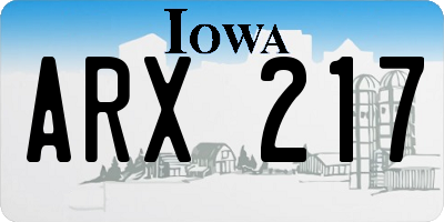 IA license plate ARX217