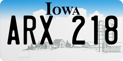 IA license plate ARX218