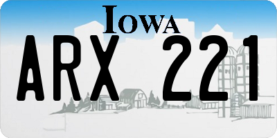 IA license plate ARX221