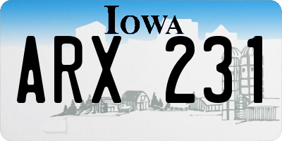 IA license plate ARX231