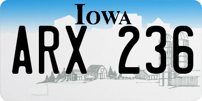 IA license plate ARX236
