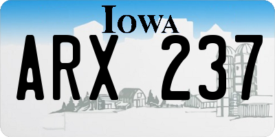 IA license plate ARX237