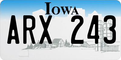 IA license plate ARX243