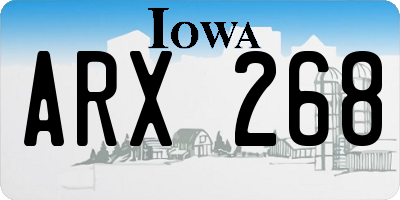 IA license plate ARX268