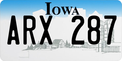IA license plate ARX287