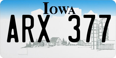 IA license plate ARX377