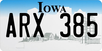 IA license plate ARX385