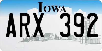 IA license plate ARX392
