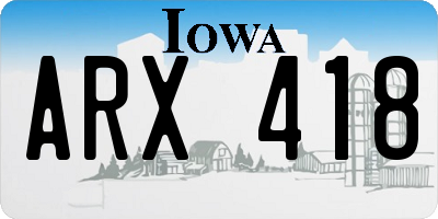 IA license plate ARX418