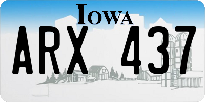 IA license plate ARX437