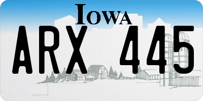 IA license plate ARX445
