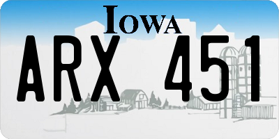 IA license plate ARX451
