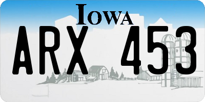IA license plate ARX453