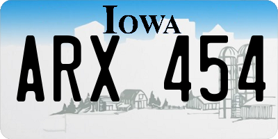 IA license plate ARX454