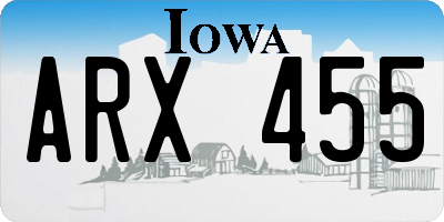 IA license plate ARX455