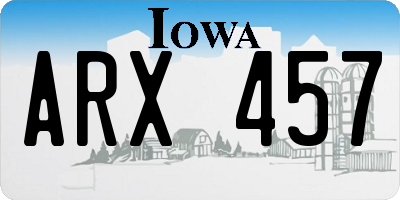 IA license plate ARX457
