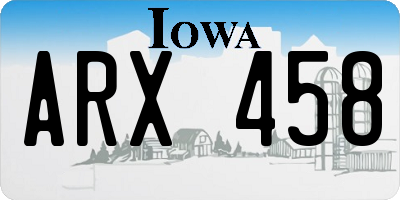 IA license plate ARX458
