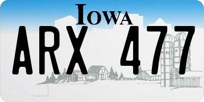 IA license plate ARX477