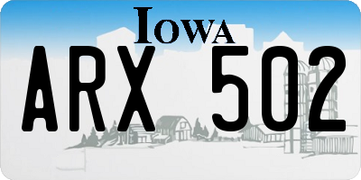 IA license plate ARX502