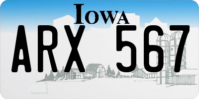 IA license plate ARX567