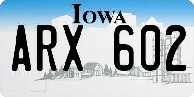 IA license plate ARX602