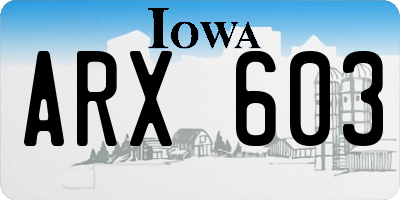 IA license plate ARX603