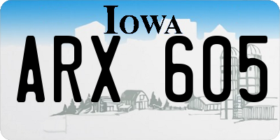 IA license plate ARX605