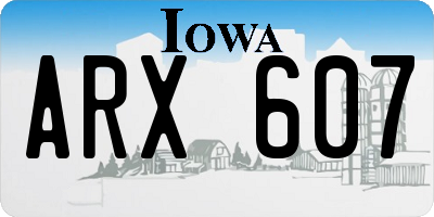 IA license plate ARX607