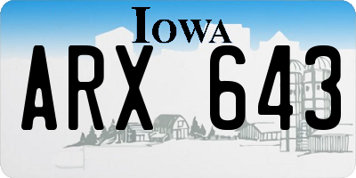 IA license plate ARX643