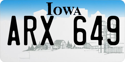 IA license plate ARX649