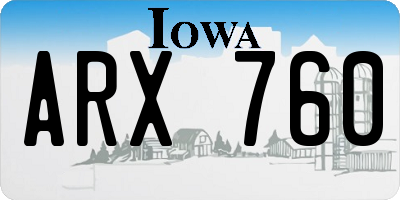 IA license plate ARX760