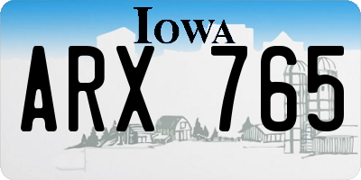 IA license plate ARX765