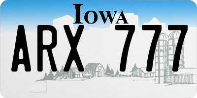 IA license plate ARX777