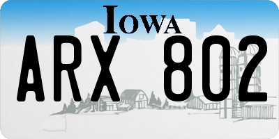 IA license plate ARX802