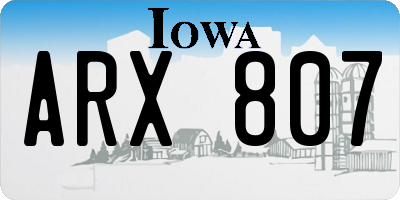 IA license plate ARX807