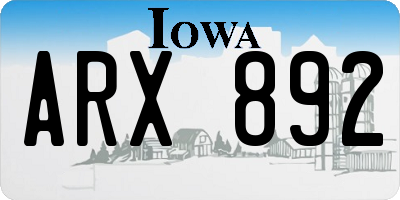 IA license plate ARX892