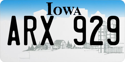 IA license plate ARX929