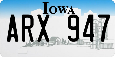 IA license plate ARX947