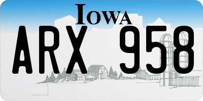 IA license plate ARX958
