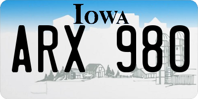 IA license plate ARX980
