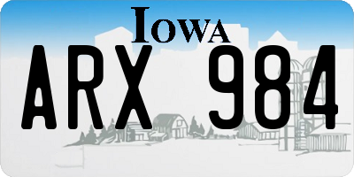 IA license plate ARX984