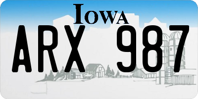 IA license plate ARX987