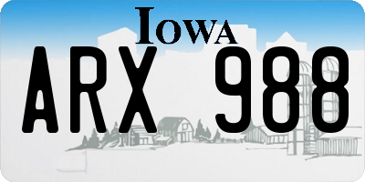 IA license plate ARX988