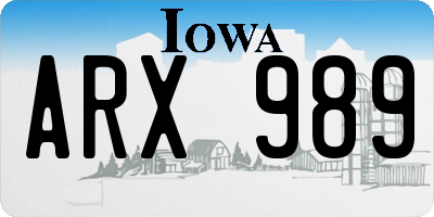 IA license plate ARX989