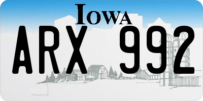 IA license plate ARX992