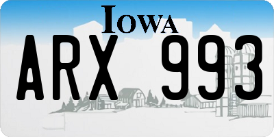 IA license plate ARX993