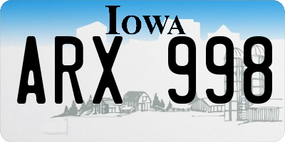 IA license plate ARX998