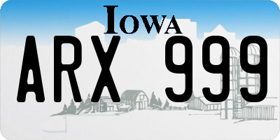 IA license plate ARX999