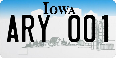 IA license plate ARY001