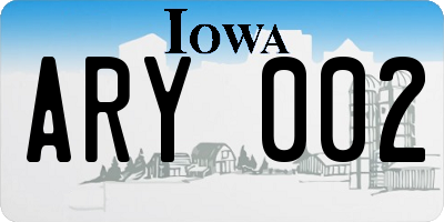 IA license plate ARY002